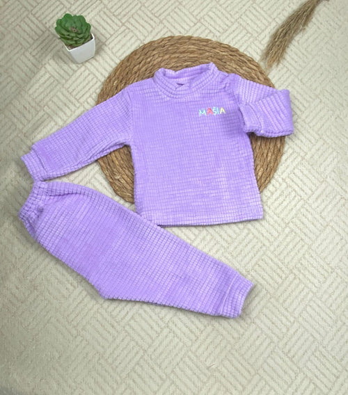 طقم تدفئه بناتي خامه قطيفه ناعمه مبطن من الداخل 3 - 6 شهور 😍💞❤️