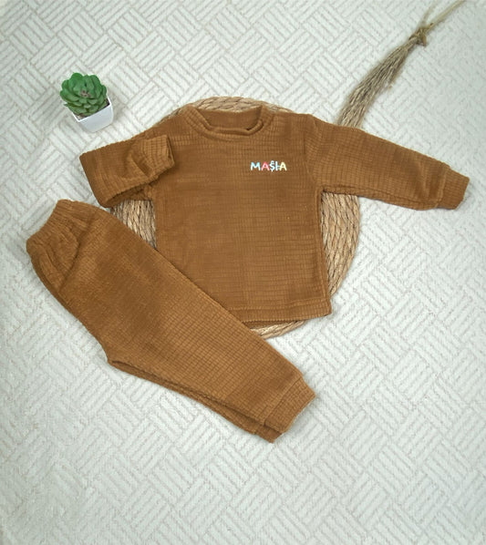 طقم تدفئه اولادي خامه قطيفه ناعمه مبطن من الداخل 6 -12 شهور 😍💞❤️