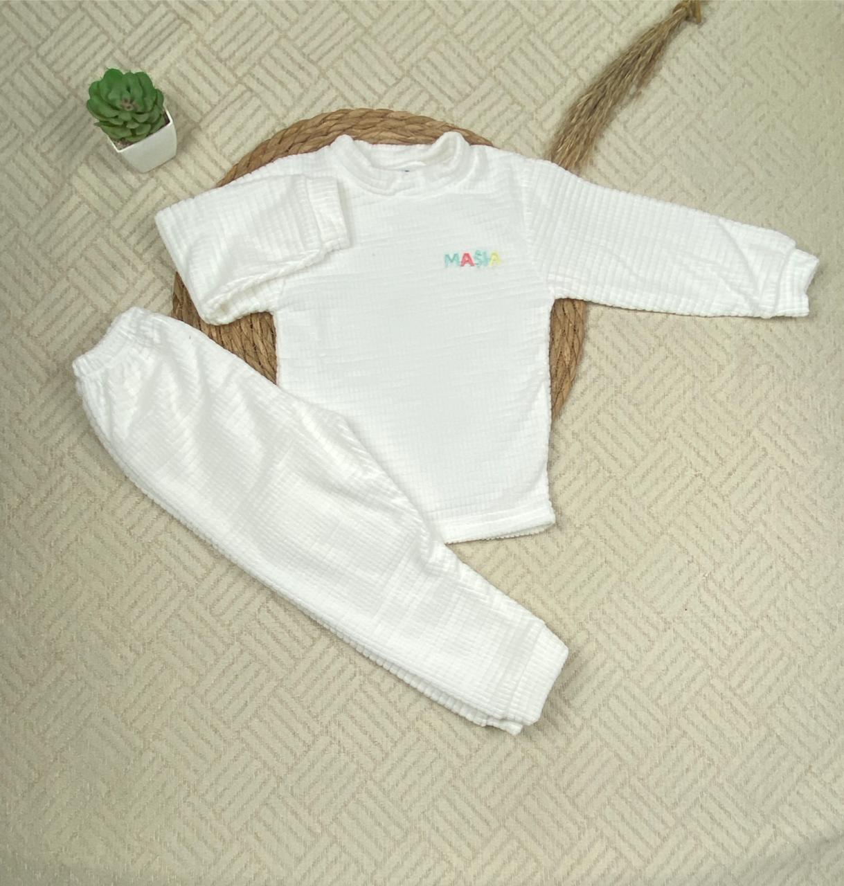 طقم تدفئه اولادي خامه قطيفه ناعمه مبطن من الداخل 12 - 18 شهر 😍💞❤️