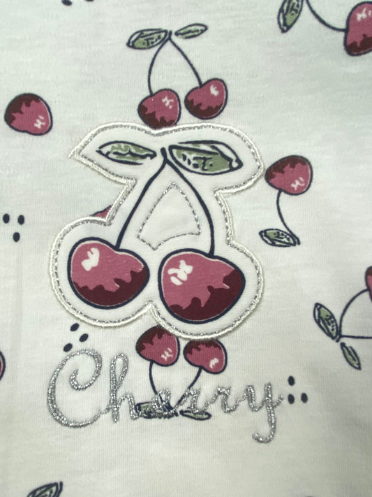 بيجامه خريفي انتر لوك قطن 100 % بناتي ماركة فل مون رسمة كريز 😍❤️