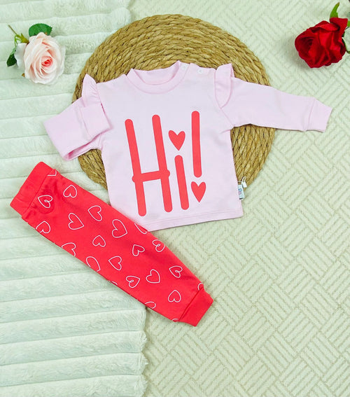 بيجامه بناتي خريفي من نايس بيبي مكون من قطعتين  Hi  💕💕