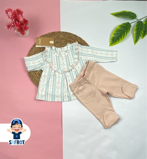 بيجامه خريفي قطن 100% بناتي مكونه من قطعتين ماركة جونيور 😍😍 مشجر