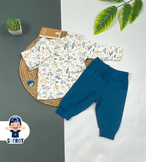 بيجامه خريفي قطن 100%اولادي وبناتي مكونه من قطعتين ماركة جونيور 😍😍عربية وطيارة