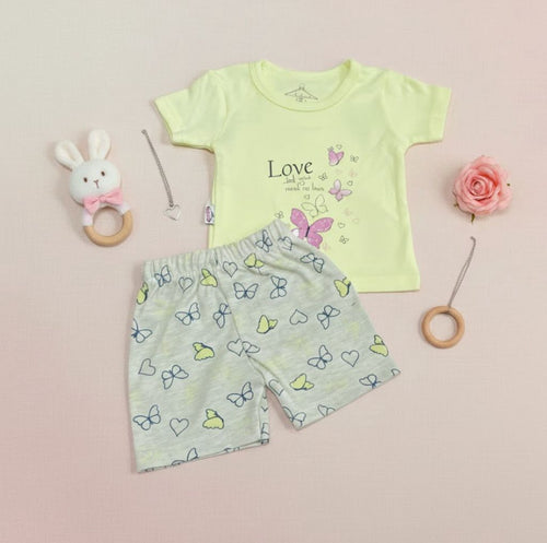 بيجامه بناتي قطن خامه مريحه مكون من قطعين رسمة الفراشات 🩷🩷