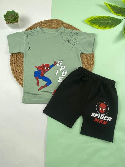 بيجامه اولادي قطن 100% مكون من قطعتين spider man🖤🤍
