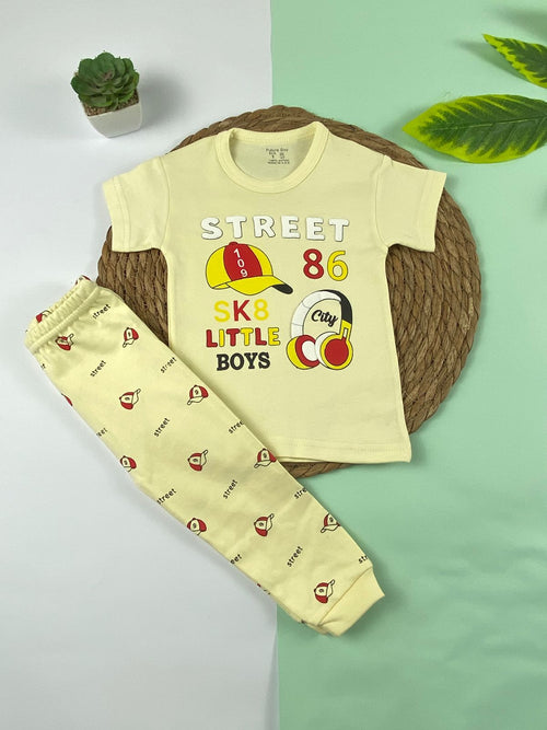 بيجامه اولادي قطن 100% مكون من قطعتين street 🤍😍