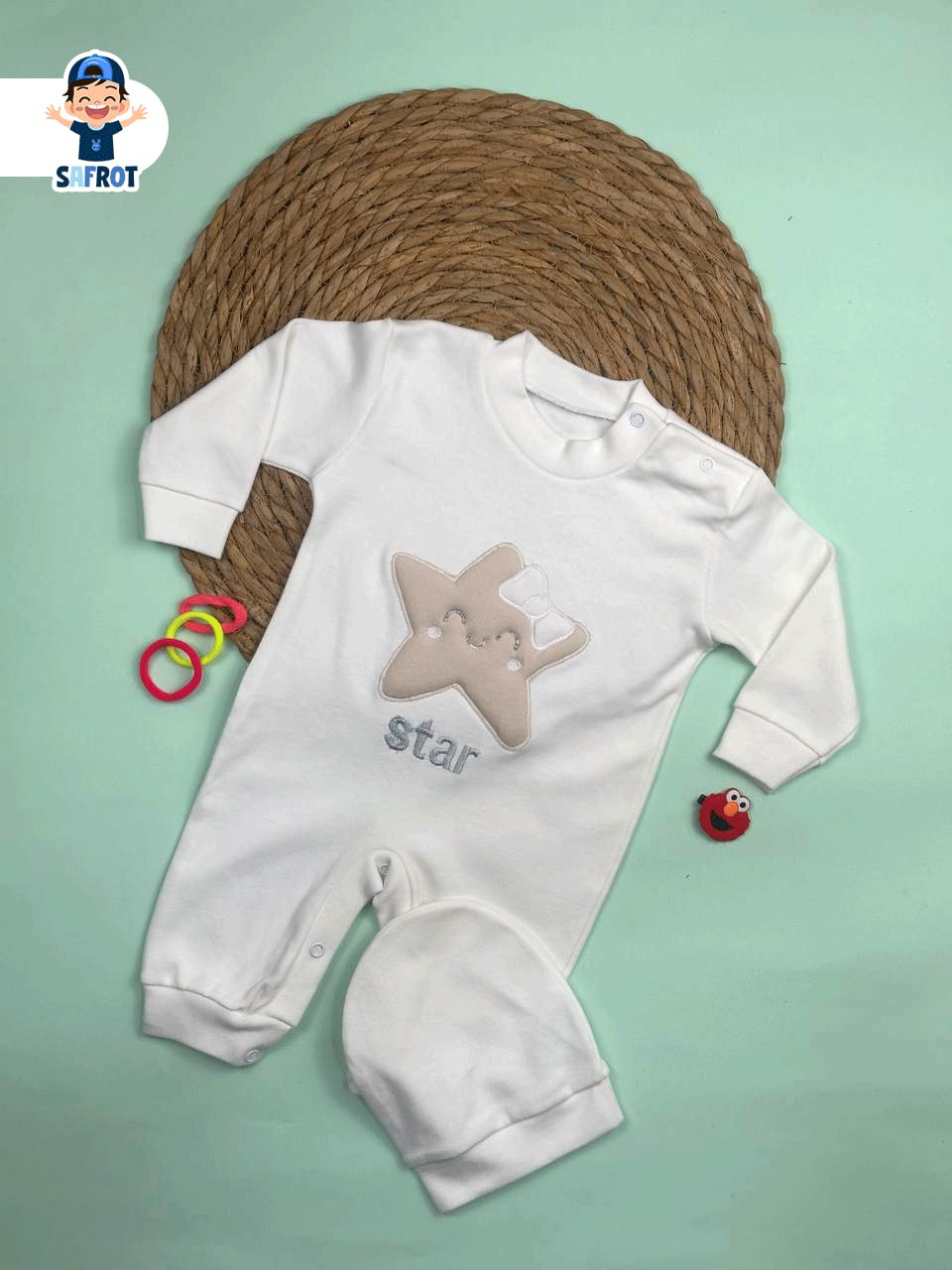 سالوبيت اولادي وبناتي قطن 100% خريفي مكون من قطعتين رسمة نجمه 🤍⭐