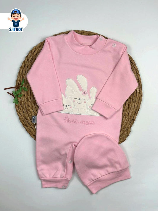 سالوبيت اولادي وبناتي قطن 100% خريفي مكون من قطعتين رسمة 3 ارانب ❤️🐰