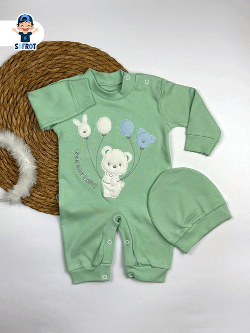 سالوبيت اولادي وبناتي قطن 100% خريفي  مكون من قطعتين رسمة دب وبلالين 🐻‍❄️🎈❤️