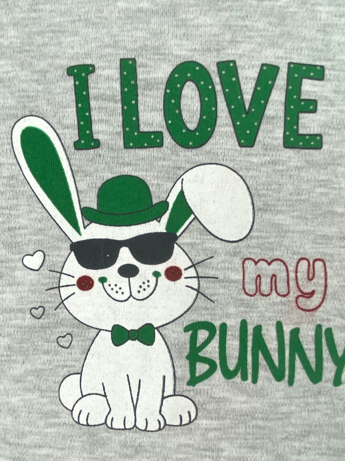 بيجامه بناتي قطن 100% مكون من قطعتين i love my bunny 🤍😍