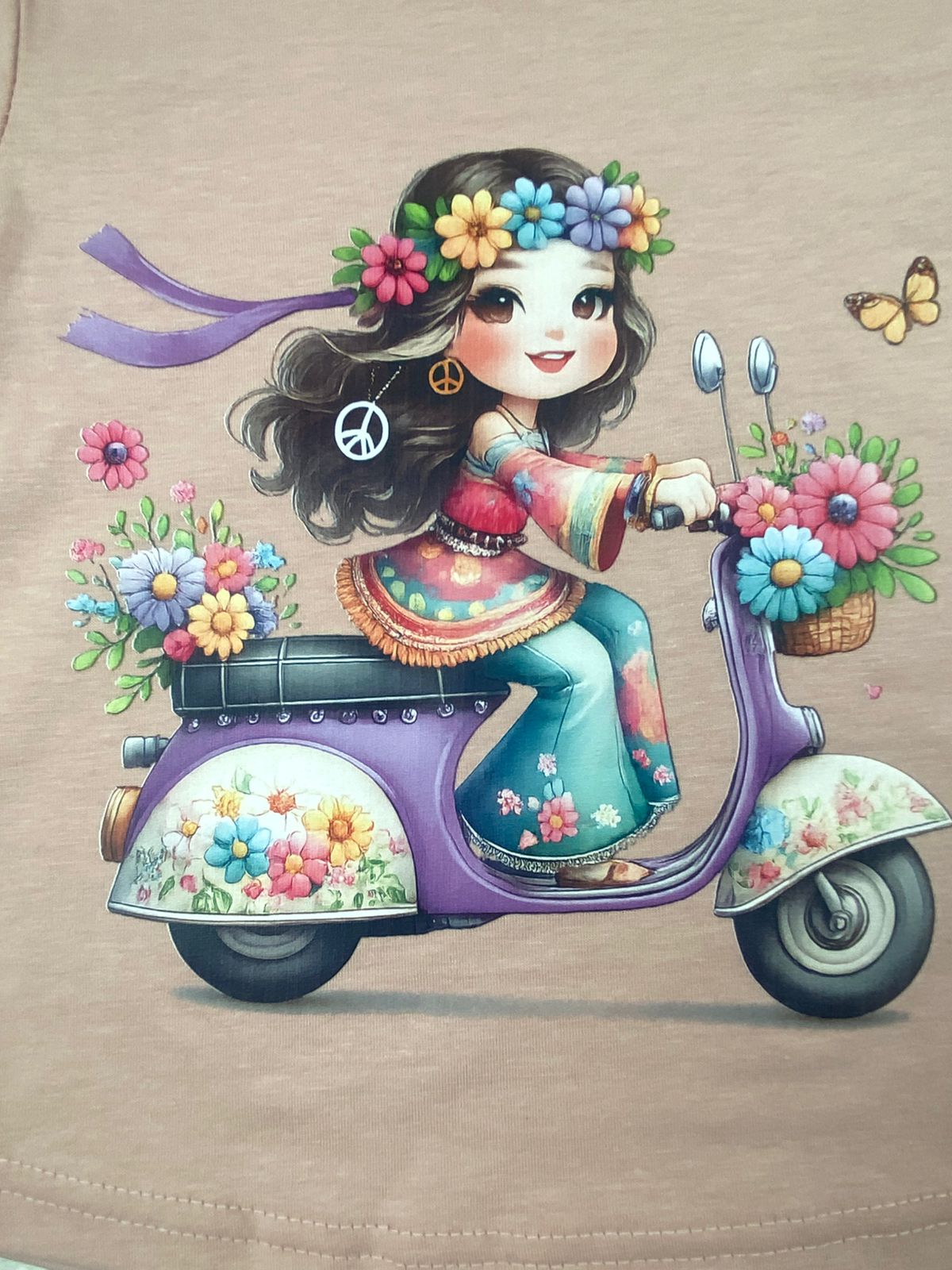 بيجامه صيفي  بناتي قطن100 %  مكون من قطعتين رسمة بنت وموتسيكل   ❤️❤️❤️